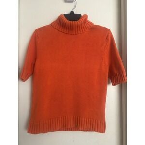 Ralph Lauren Women's Sweater Turtleneck Shortsleeved Orange Size S